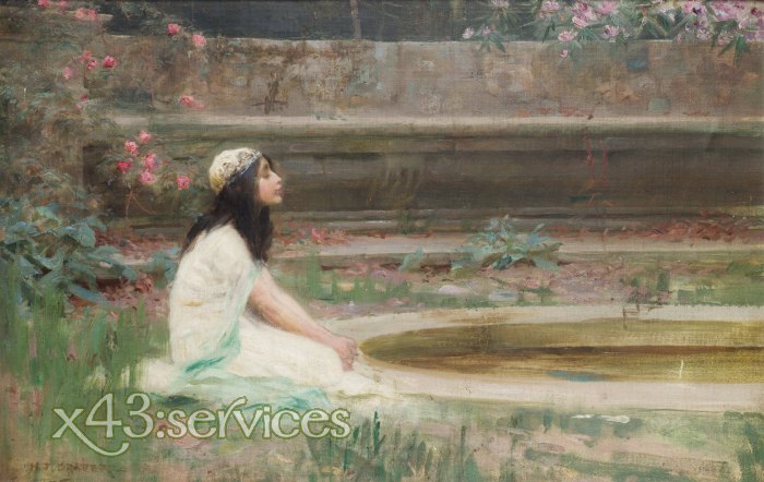 Herbert James Draper - Ein Junges Maedchen bei einem Pool - A Young Girl by a Pool
